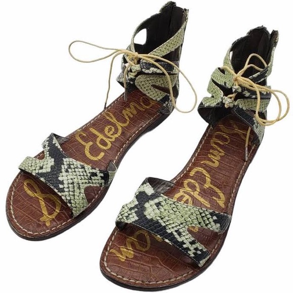 Sam Edelman Gwenna Snake Skin Lace Up Sandals 8 M - Picture 1 of 7
